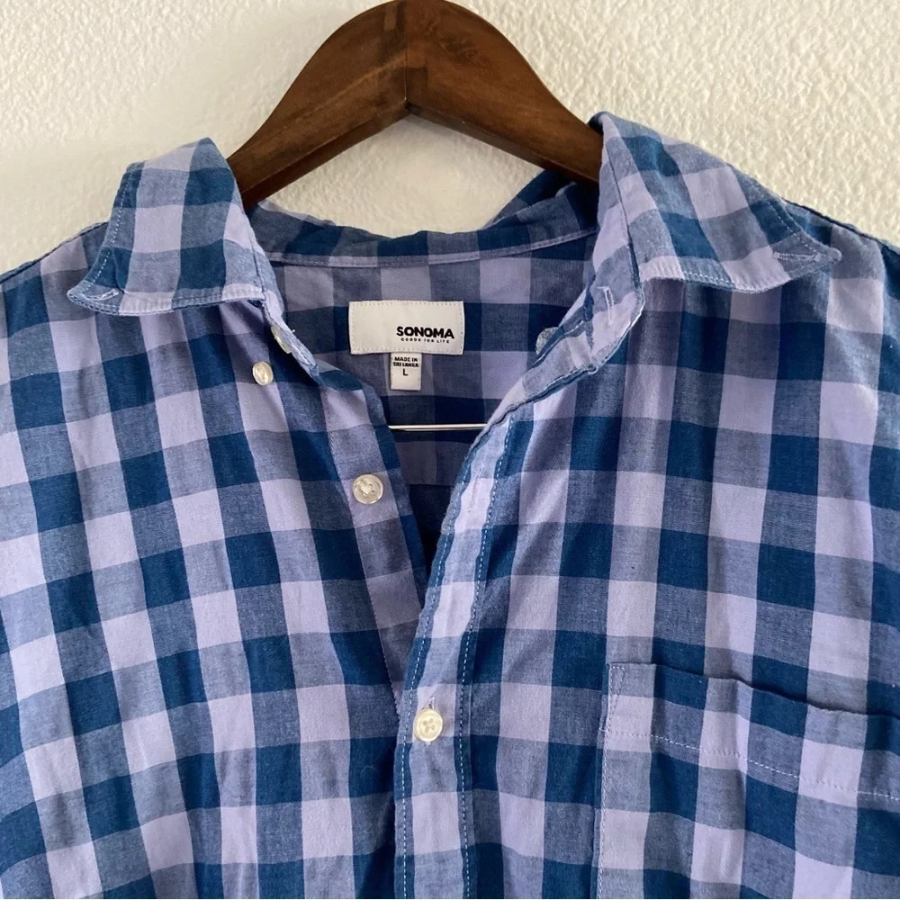 Sonoma Plaid Button Down Shirt Mens Large Classic Long Sleeve Casual Academia - Picture 3 of 12